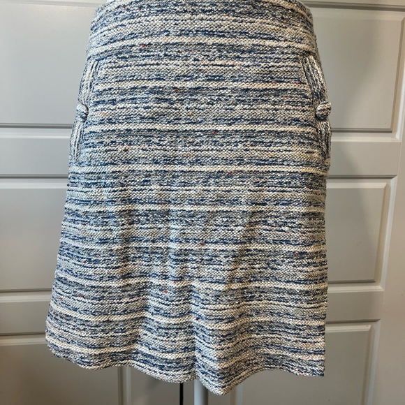 Tweed Mini Skirt Pockets Textured Blue White Career‎ Casual - Size Unknown - Picture 1 of 8
